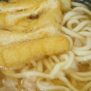 簡単☆油揚げたっぷりのあったか肉うどん